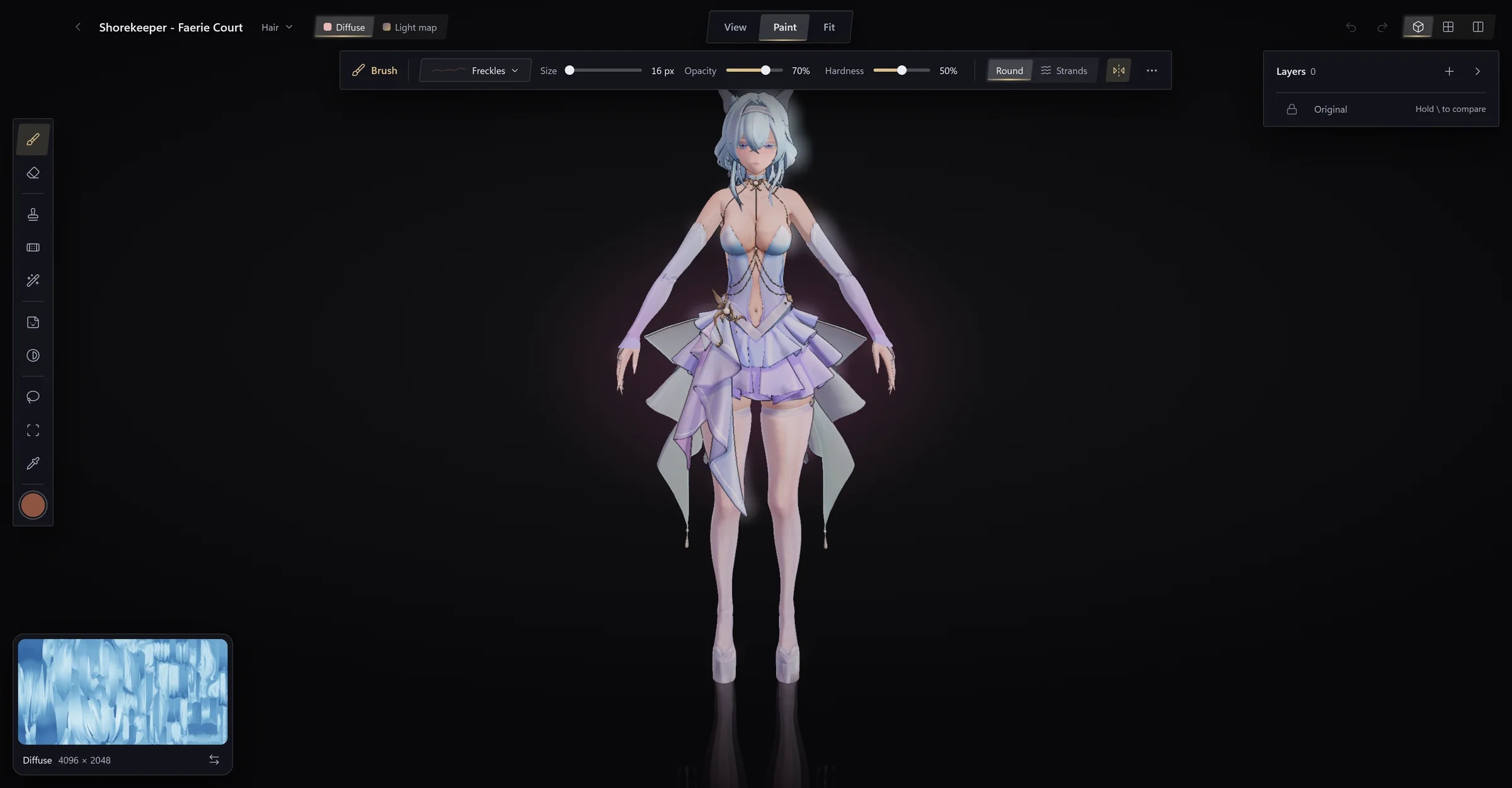 Timbre's Paint page: brush tools, layers and Shorekeeper in Faerie Court by Ceeji